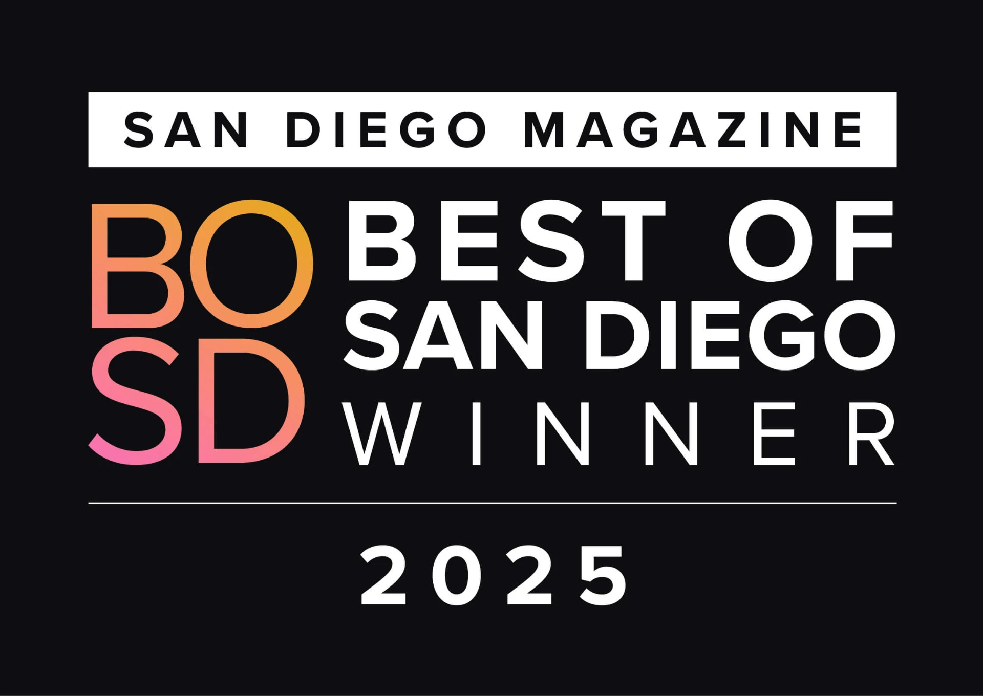 San Diego Magazine Best of San Diego Winner 2025 award