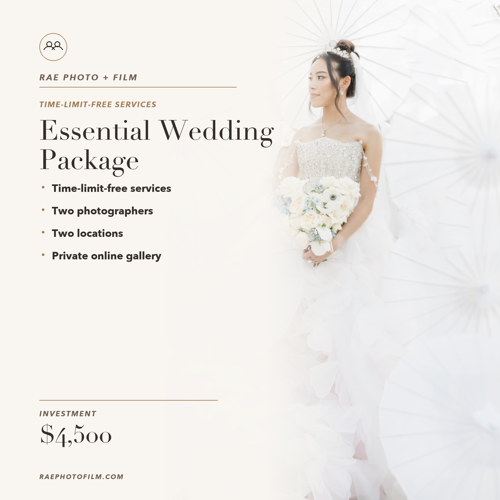 Essential Wedding Package details and pricing