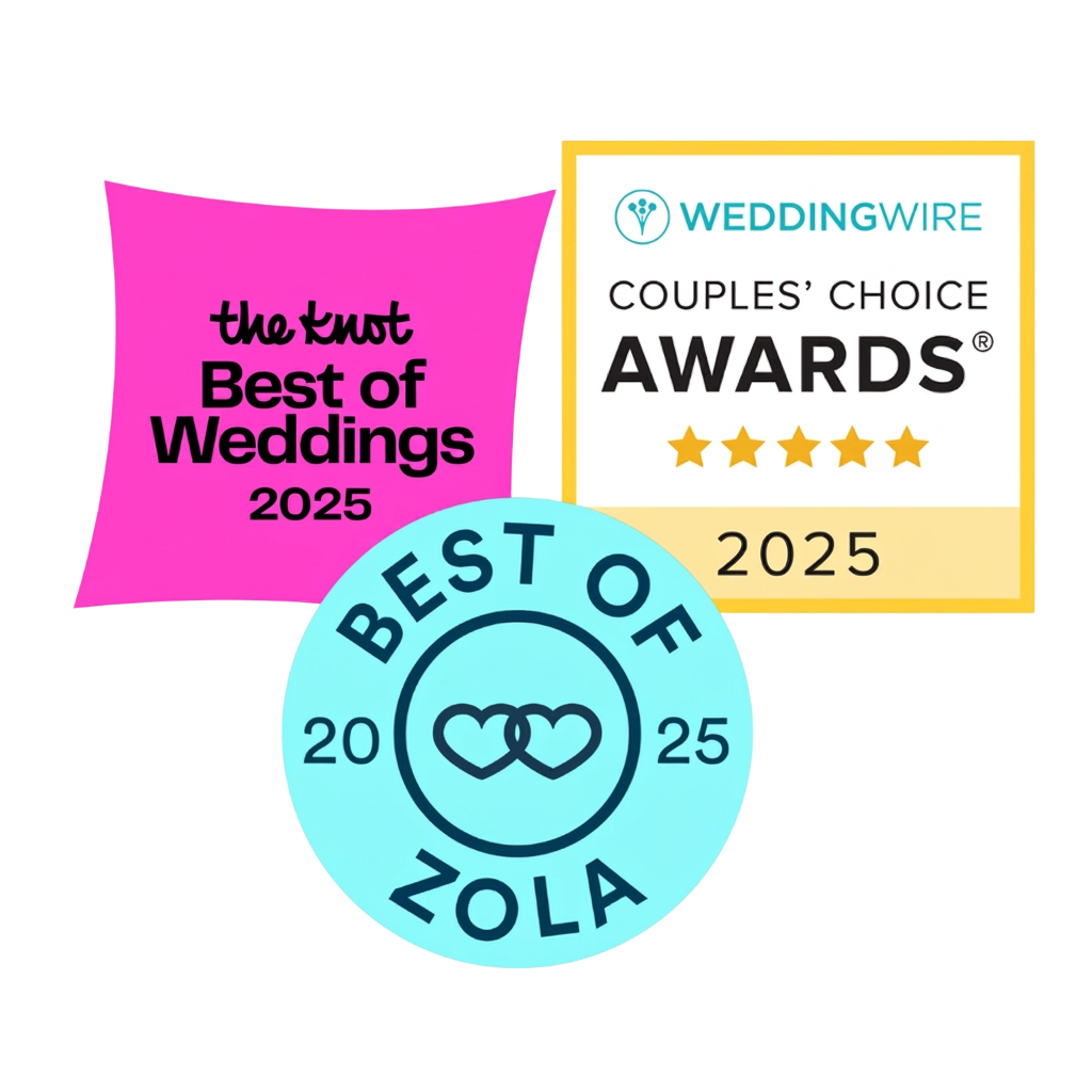The Knot Best of Weddings 2025, WeddingWire Couples' Choice Award 2025, and Zola Best of 2025